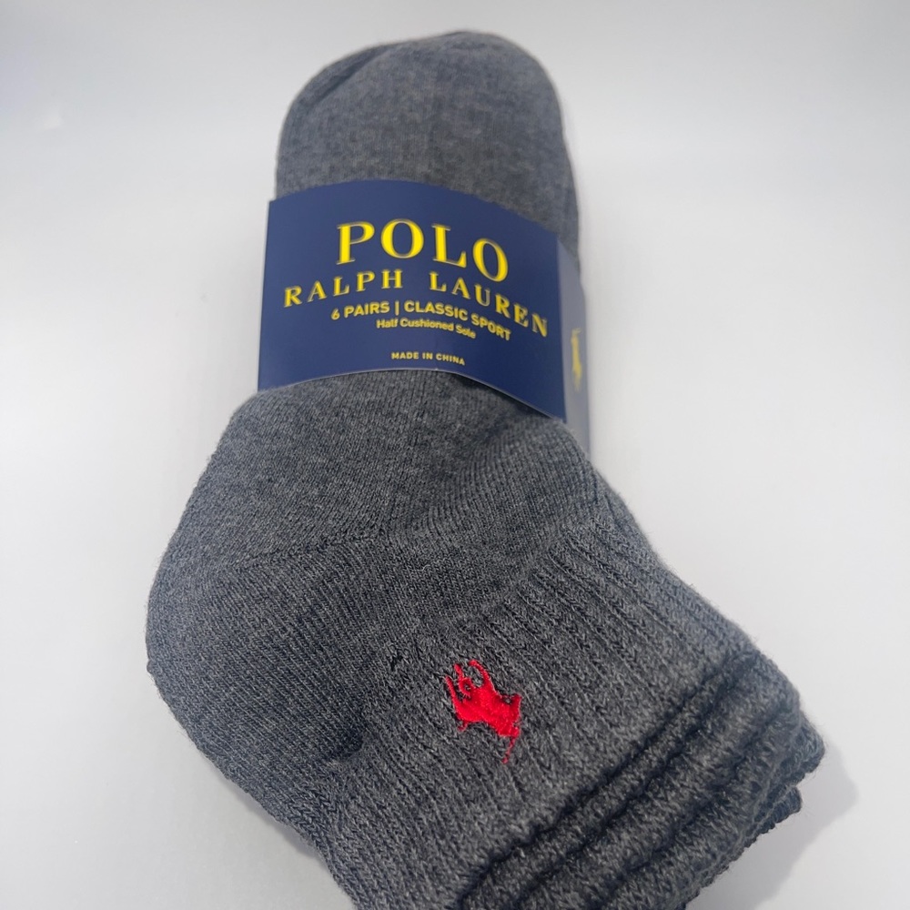 Polo Ralph Lauren Socks 2 Packs of 6 pairs Navy and Heather Grey L 6-12